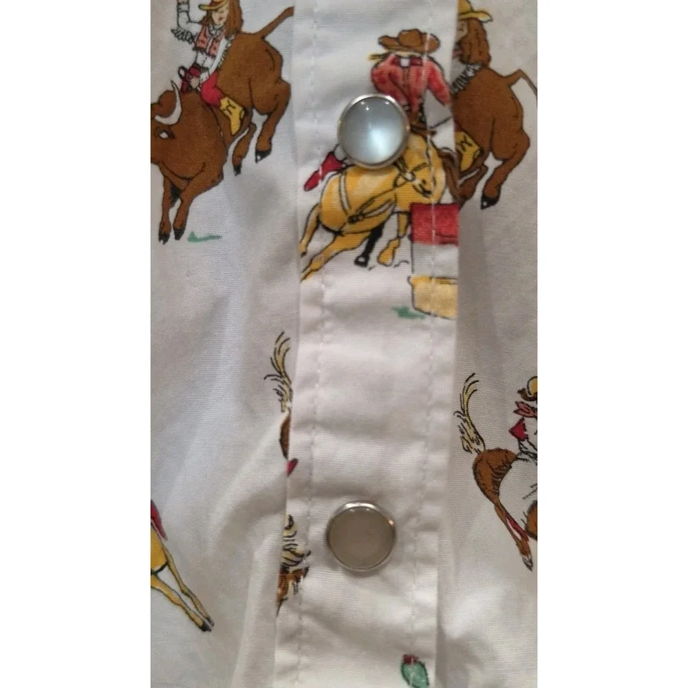 Wrangler Girls Western Rodeo Pearl Snap Shirt Cowgirl Ruffles Back to‎ School XS
